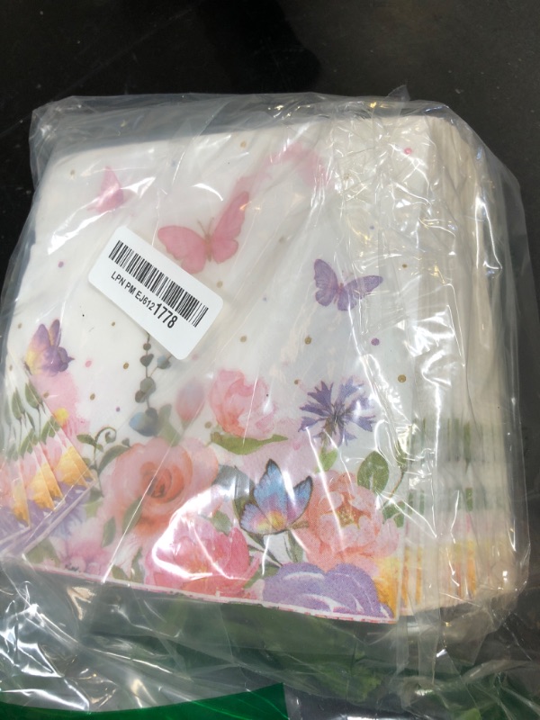 Photo 1 of 100 Pcs Butterfly Napkins Pink Butterfly Party Paper Guest Towels Disposable Colorful Garden Spring Summer Flower and Butterflies Hand Towels for Wedding Birthday Party Supplies (6.5 x 6.5 Inch)