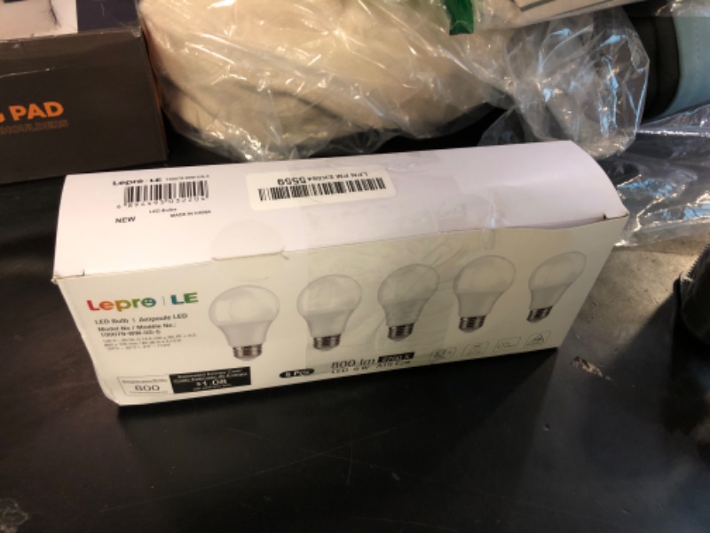 Photo 1 of LE LED Light Bulbs 60 Watt Equivalent, 9W 800 Lumens Non-Dimmable, Soft Warm White 2700K, A19 E26 Standard Medium Base, 10000 Hour Lifetime 5 Count (Pack of 1)