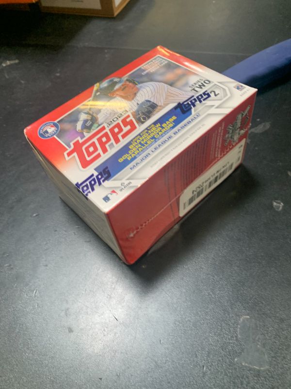 Photo 1 of Topps 2023 Series 2 Baseball Value Box - 98 Ungraded Cards - Blue, 6x4 Inches - MLB, Baseball Card DAMAGED PKG

