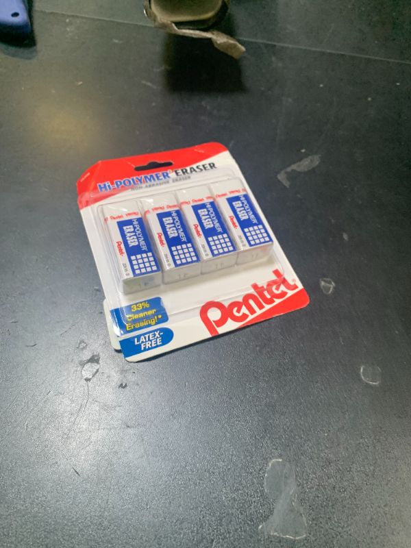 Photo 1 of Pentel Hi-Polymer Block Eraser Small White, Pack of 4 (ZEH05BP4) DAMAGED PKG
