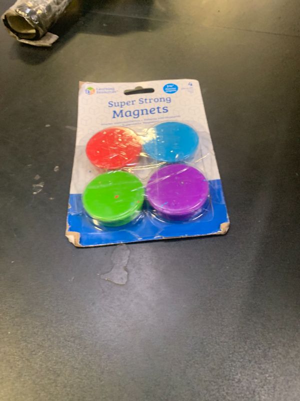 Photo 1 of Learning Resources Super Strong Magnets, 4 Vibrant Colored Magnets, Hang on Whiteboards or Refrigerators