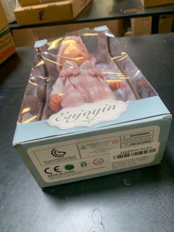Photo 1 of Enjoyin 12'' Baby Doll in Gift Box with Pink Cloths, Pacifier, 13''x13'' Microfabric Blanket, and Feeding Bottle. Gift Idea for Ages 3+