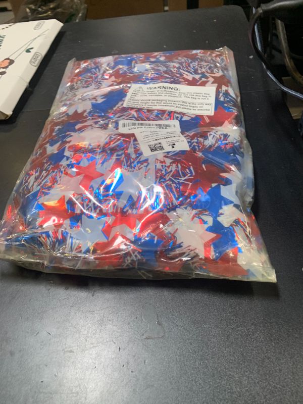 Photo 1 of 59.06FT 9Pcs 4th/Fourth of July Tinsel Garland Decorations - Memorial Red White and Blue Patriotic Independence Day Fringe Decor Party Supplies