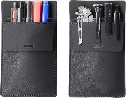 Photo 1 of diodrio Pocket Protector, Leather Pen Pouch Holder Organizer, for Shirts Lab Coats, Hold 5 Pens, Designed to Keep Pens Inside When Bend Down. No Breaking of Pen Clip. Thick PU Leather, 2 Per Pack.