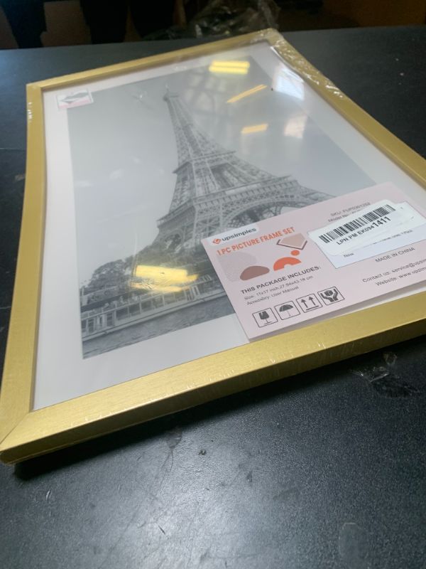 Photo 1 of upsimples 11x17 Picture Frame, Display Pictures 9x15 with Mat or 11 x 17 Without, Wall Hanging Poster Frames, Gold, 1 Pack