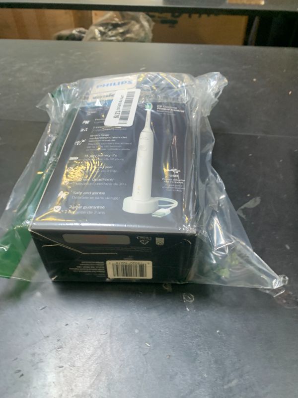 Photo 1 of Philips Sonicare 4100 Rechargeable Electric Toothbrush, with Pressure Sensor, 2 Intensity Settings, SmarTimer and QuadPacer, 14-Day Battery Life, White, Model HX3681/23