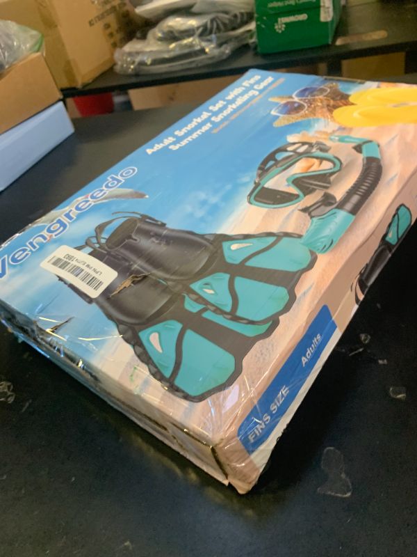 Photo 1 of Vengreedo Snorkel Set with Fins for Adults, Snorkeling Gear for Adults Men and Women, Snorkle, Mask Set Adults Dry Top Snorkel Mask Combo Set with Travel Bag for Snorkeling, Diving, Swimming
