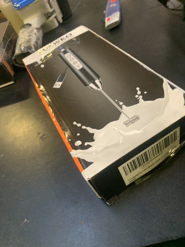 Photo 1 of YUSWKO Black Handheld Milk Frother Wand for Coffee, Rechargeable Electric Whisk with 3 Heads 3 Speeds Drink Mixer Coffee Frother For Latte, Cappuccino, Hot Chocolate, Egg
