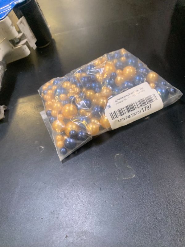 Photo 1 of 255Pcs Navy Blue Gold Vase Filler Beads for Centerpieces, No Hole Faux Pearl for Vases Filler Decoration, 8/14/18mm Pearls Beads for Wedding Home Birthday Party Candle Decor