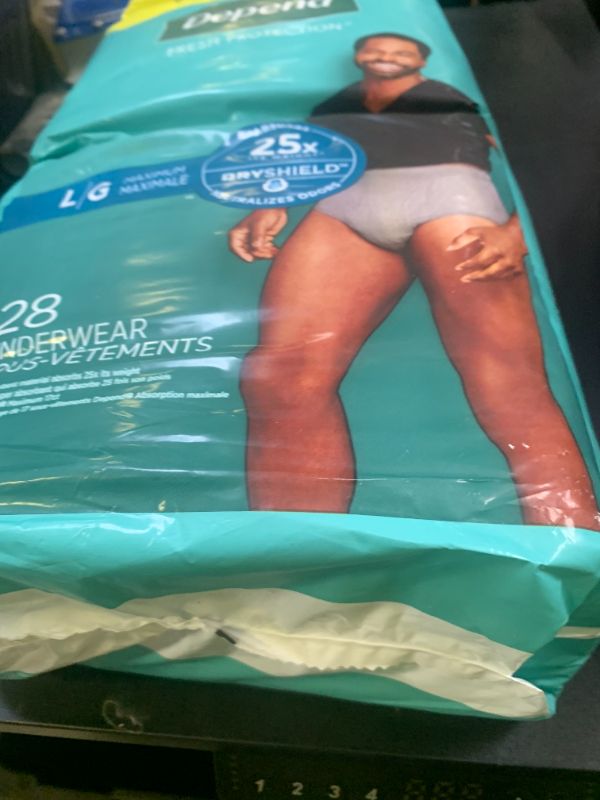 Photo 1 of Depend Fresh Protection Adult Incontinence Underwear for Men, Disposable, Maximum, Large, Grey, 28 Count, Packaging May Vary DAMAGED PKG
