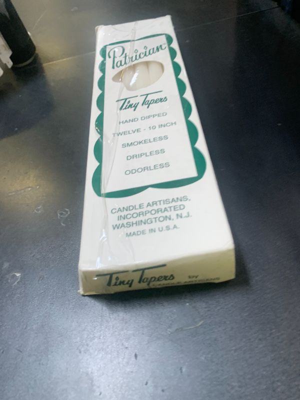 Photo 1 of Patrician (10in Tall x 1/2'' Diameter) White Hand Dipped Skinny Taper Candles, Set of 12