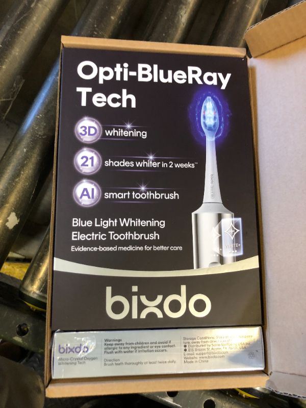Photo 1 of bixdo Whitening Electric Toothbrush W60 - Oscillating & Sonic Blue Light Technology with Pap Toothpaste for Sensitive Teeth, 2-in-1 Cleaning + Whitening, 180-Day Battery, Smart AI Brushing Modes