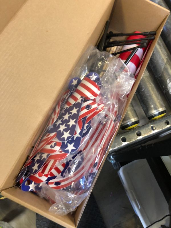 Photo 1 of 6 Pcs 4th of July Pinwheels, 6 Pcs Small American Flags on Stick 12x18 Inch, Windmill Wind Spinners for Yard, Garden, American Hand Held Stick Flag for Outdoor Decorations, Patriotic Decorations