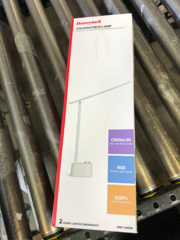 Photo 1 of Honeywell LED Desk Lamp with USB Charging Ports - Sunturalux™ HWT-H01 Stepless Dimmable Eye Caring Table Lamp for College Dorm Home Office, Foldable Small Bedside Lamp for Bedroom with Base White