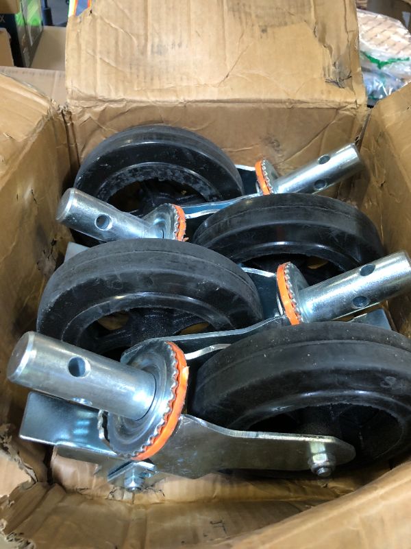 Photo 1 of BestEquip 4 Pack Scaffolding Caster Wheels 8 x 2 Inch with Dual Locking Rubber Swivel Caster 360 Degrees Heavy Duty Casters 1100LBS Capacity per Wheel
