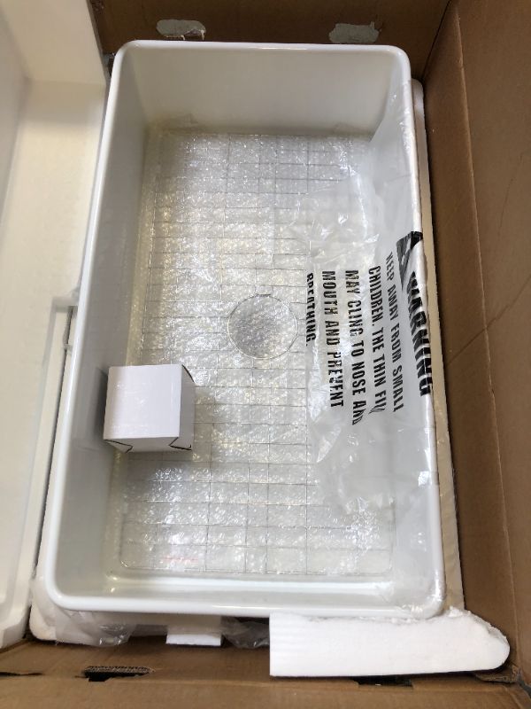 Photo 1 of ZUAGCO Farmhouse Sink 36 X 20 Fireclay White Undermount Single Bowl Extra Wide Apron Farm Kitchen Sink Big Capacity Modern with Protective Bottom Grid and Stainer