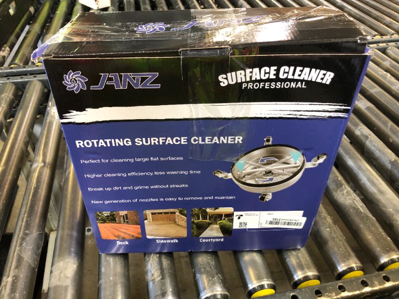 Photo 1 of janz 14" Pressure Washer Surface Cleaner with 4 Wheels, Stainless Steel Housing, 1/4" Quick Plug, 2 Extension Wands, 2 Replacement Nozzles and 3 Spray Nozzles, 4000 PSI