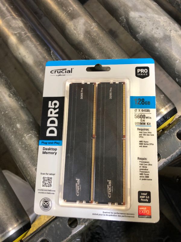 Photo 1 of Crucial Pro 128GB Kit (2x64GB) DDR5 RAM, 5600MHz (or 5200MHz or 4800MHz) Desktop Gaming Memory UDIMM, Compatible with Latest Intel & AMD CPU CP2K64G56C46U5