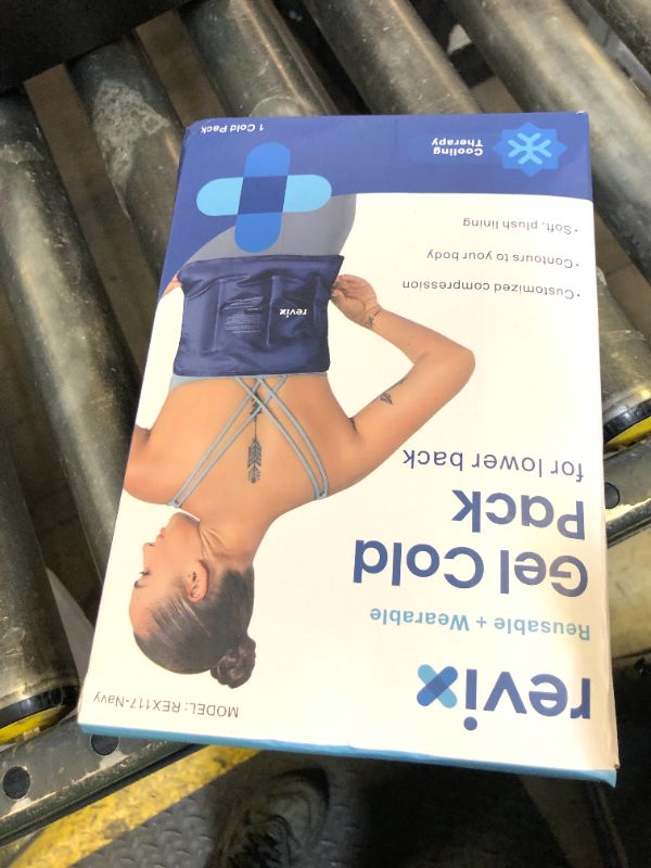 Photo 1 of REVIX Ice Pack for Injuries Reusable Gel for Lower Back, Cold Packs for Back Shoulder, Elbow, Hip, Leg, Wrap Around Entire Knee, Soft Cold Compress,16 × 9" Navy