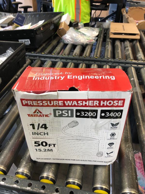Photo 1 of YAMATIC Super Flexible Pressure Washer Hose 50FT X 1/4", Kink Resistant 3200 PSI Heavy Duty Power Washer Extension Replacement Hose With M22-14mm x 3/8" Quick Connect Kit For Gas & Electric, Grey