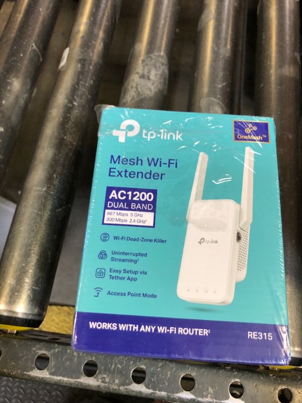 Photo 1 of TP-Link AC1200 WiFi Extender, 2025 Wirecutter Best WiFi Extender, 1.2Gbps home signal booster, Dual Band 5GHz/2.4GHz, Up to 1600 Sq.ft and 32 Devices, EasyMesh Compatible, One Ethernet Port (RE315)