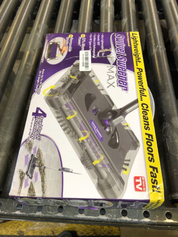 Photo 1 of Swivel Sweeper Max - Cordless Electric Floor and Carpet Sweeper with Rotating Brush for Efficient Cleaning, Quad Brush Technology- Purple