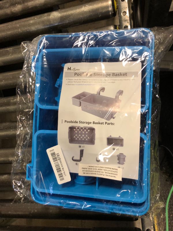 Photo 1 of ?2025 Upgrade?2 Pack Poolside Storage Basket, Above Ground Pool Accessories with Cup Holder Hooks, Fits Most Frame Pools, Swimming Pool Storage Bin for Drinks and Towels, Blue