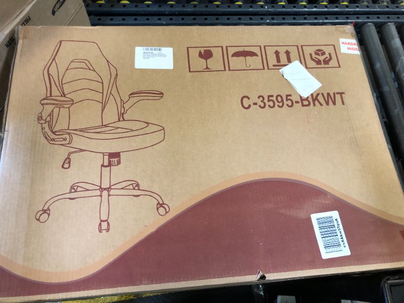 Photo 1 of Gaming Chair Racing Style Black And White Adjustable 