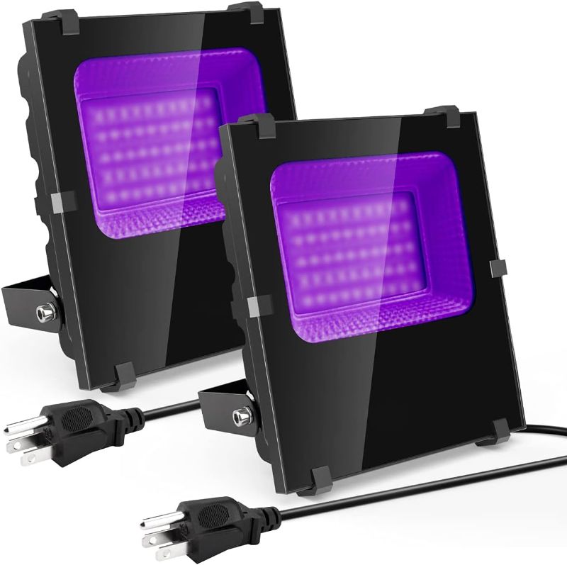 Photo 1 of 500W Black Light Flood Lights, Outdoor High Power LED Black Lights Waterproof 395nm UV Blacklight Floodlight Plug in Large BlackLights Spotlight for Glow Party Large Space, Halloween (2 Pack)
