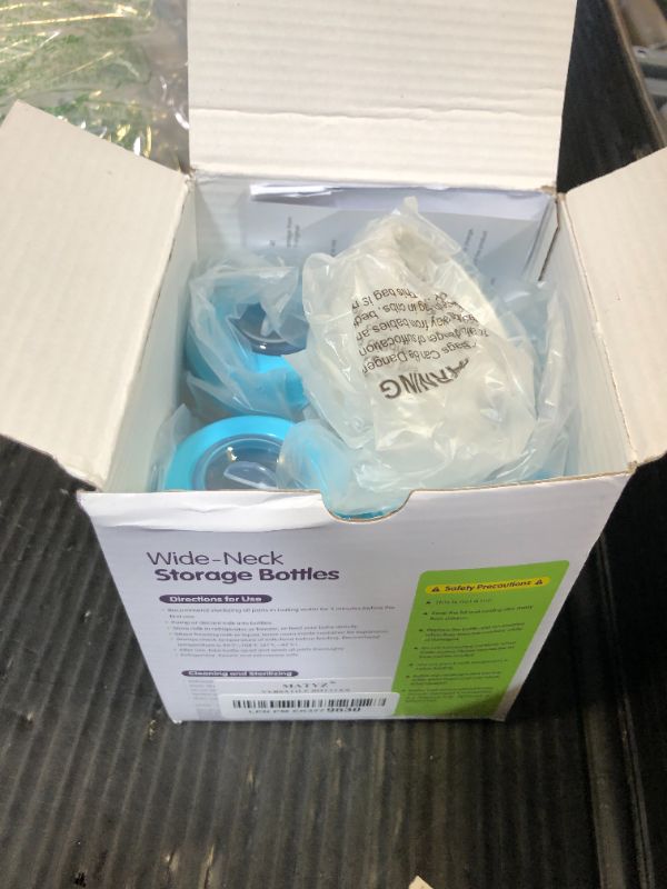 Photo 1 of Matyz 4-Pack Wide Mouth Breast Milk Storage Containers with Lids (Blue, 6oz Each) - Freezer Safe Breastmilk Storage Bottles - Breast Pump Accessories for Medela Spectra Avent Breast Pumps
