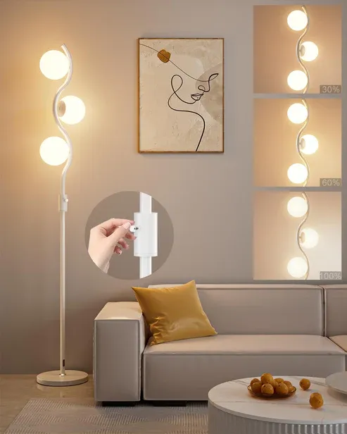 Photo 1 of Lightdot Dimmable (Brightness Adjustable) Globe Floor Lamp, Gold Standing Lamps with 3000K G9 Bulbs, Mid Century Modern Floor Lamp for Living Room Bedroom Office