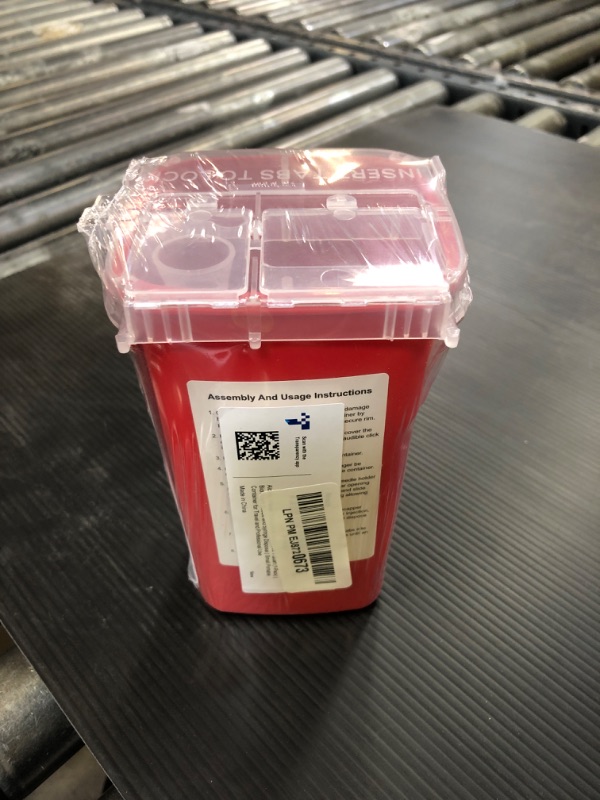 Photo 1 of Alcedo Sharps Container for Home Use 1 Quart (1-Pack) | Biohazard Needle and Syringe Disposal | Small Portable Container for Travel and Professional Use