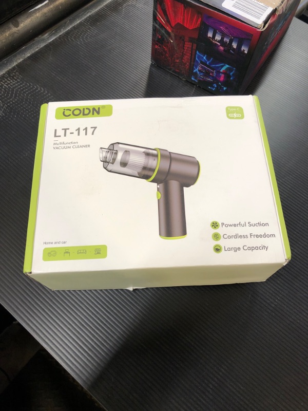 Photo 1 of CODN Handheld Car Vacuum Portable Cordless 12000PA, 2 in 1 Handheld Vacuum Cleaner and Air Duster with Multi-Nozzles and LED Light, Mini Hand Held Vacuum Rechargeable for Home, Car, Office, Pet Hair
