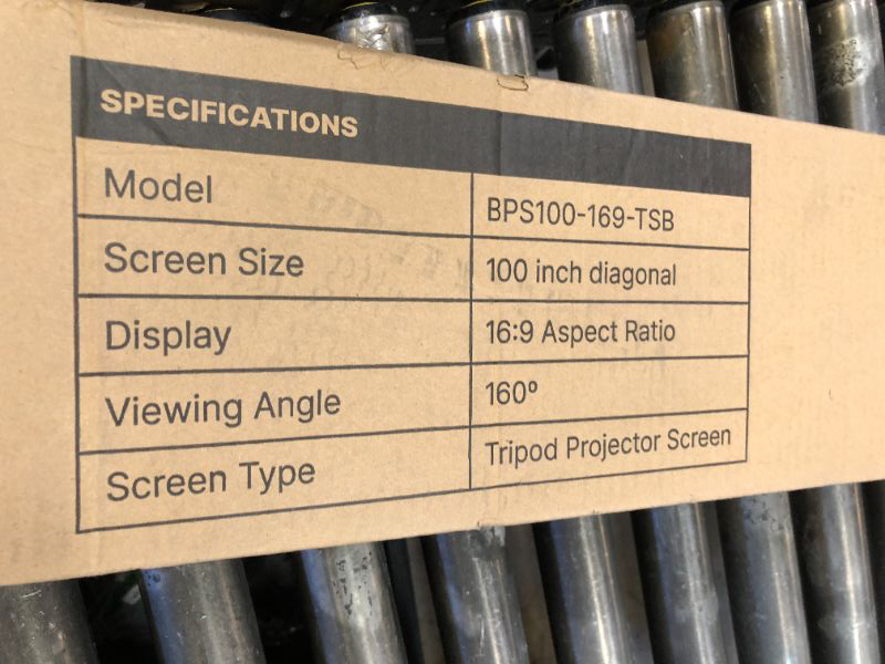Photo 1 of 100 Inch Indoor and Outdoor Projector Screen with Stand for Movies or Presentations - HD Premium 16:9 Folding Free Tripod Screen with Carry Bag and Straps, Matte