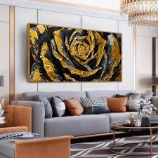 Photo 1 of USE STOCK PHOTO AS REFERENCE *** ROSE WALL ART BLACK AND GOLD, 29X59 INCHES