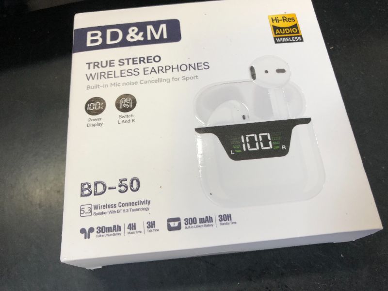 Photo 1 of Wireless Earbuds, Bluetooth 5.3 Headphones Bass Stereo, Ear Buds with Noise Cancelling Mic LED Display, in Ear Earphones, for Laptop Pad Phones Sports Workout
