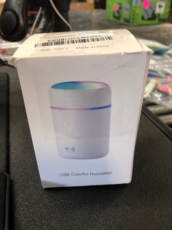 Photo 1 of Portable Mini Humidifier, Colorful, Cool Mist, USB Powered. Perfect for Bedroom, Office & Car (300ml, White)