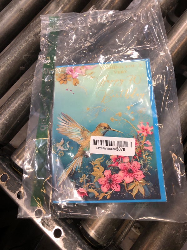 Photo 1 of Beautiful Gold 70th Birthday Cards for Women Men - Wonderful Golden Birds Hummingbird - Elegant Traditional Pretty Birthday Card for 70 Year Old Woman Man Her Him, A5 Gorgeous Greeting Cards Gift