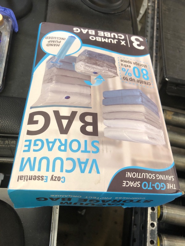 Photo 1 of 3 Pack Cube Vacuum Storage Bags (39x31x17 Inch), Extra Large Vacuum Sealed Storage Bags for Bedding, Clothing, Comforters, Blankets for Space Saving