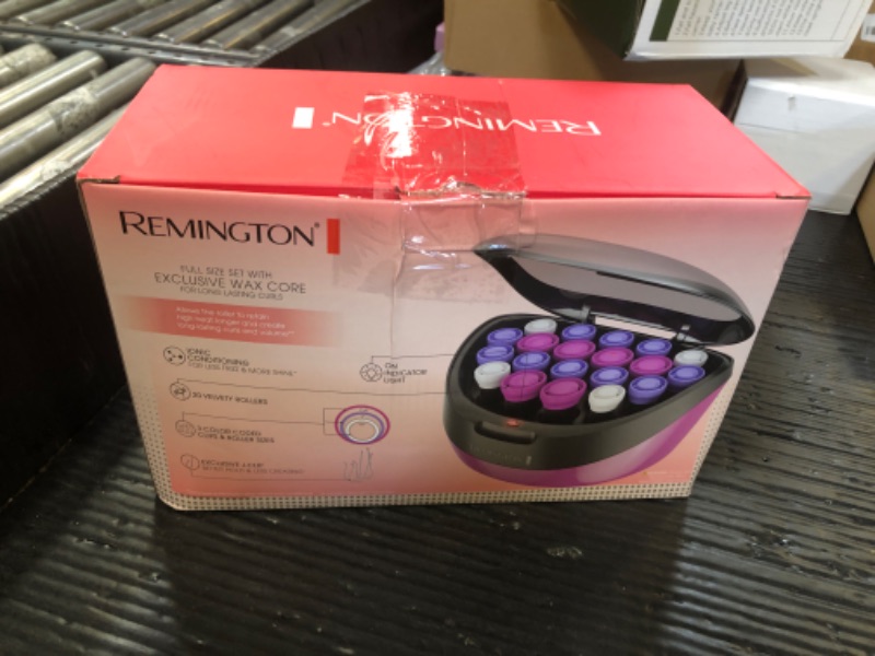 Photo 1 of Remington Ionic Conditioning Hair Setter, 20 Velvet Hair Rollers, 6 Large (1¼”), 10 Medium (1"), 4 Small (¾”), Blowout Style Hair Curlers