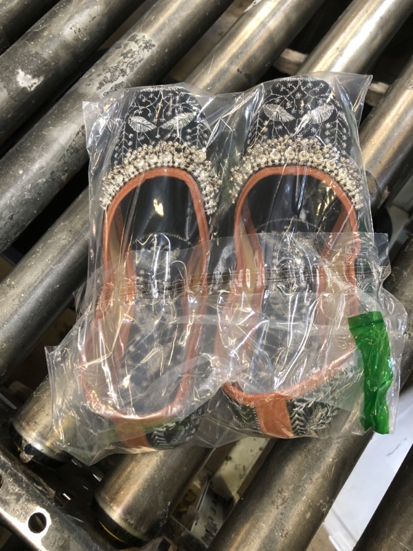 Photo 1 of Chandrakala Payal Mojaris for Women, Flats Punjabi Jutti Embellished Khussa, Black Silver, 7.5 (WF154BLA39)