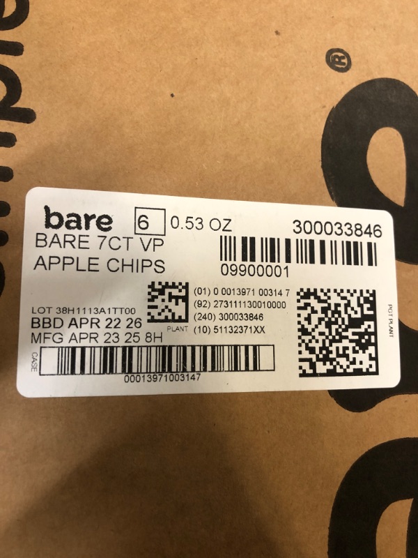 Photo 1 of bare Baked Crunchy Apple Chips, 2 Flavor Variety, 0.53oz Snack Bags - 42 COUNT 