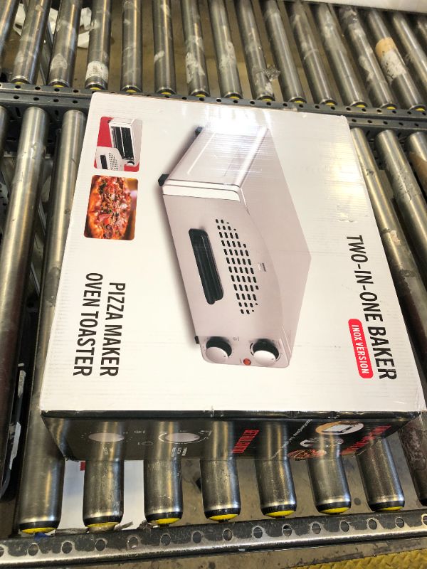Photo 1 of CTT Semi-Open Electric Pizza Oven for 10" Pizza, Stainless Steel Pizza Oven Countertop for Indoor Pizza Maker, 1200W Portable Countertop Pizza Oven with Timer, Knob Control,Silver
