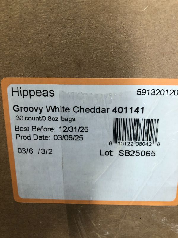 Photo 1 of Hippeas Chickpea Puffs, Groovy White Cheddar, 0.8 Ounce (Pack of 30), 3g Protein, 2g Fiber, Vegan, Gluten-Free, Crunchy, Plant Protein Snacks
