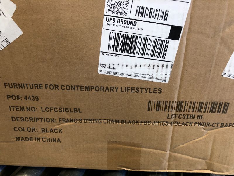 Photo 1 of Armen Living Francis Fabric Dining Chair, Black