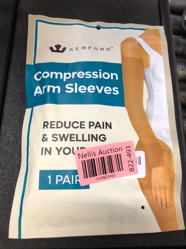 Photo 1 of KEMFORD Compression Lymphedema Arm Sleeves for Women - 20-30 mmHg, 1 Pair, Black, XXL - Medical Arm Brace for Swelling, Edema, Circulation