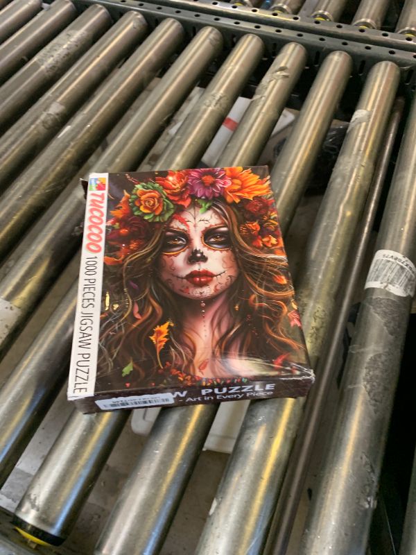 Photo 1 of 1000 Piece Jigsaw Puzzles for Adults Day of The Dead Skull Flowers Painting Jigsaw Puzzle alloween Woman Portrait 1000 Pieces Puzzles Game Colorful Wall Decor DIY Craft Puzzle Girl Portrait Art