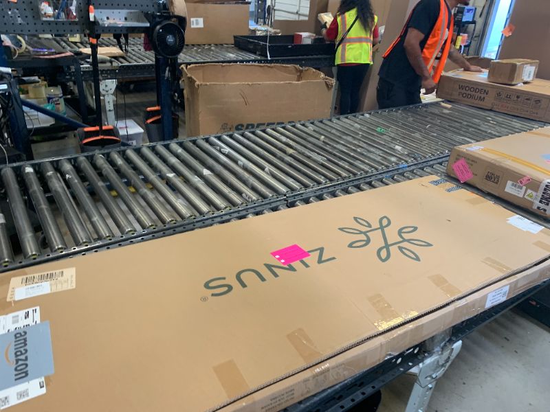 Photo 1 of ZINUS Jennifer 55 Inch White Frame Desk, Computer Workstation, Office Desk, Dining Table, Easy Assembly, Natural