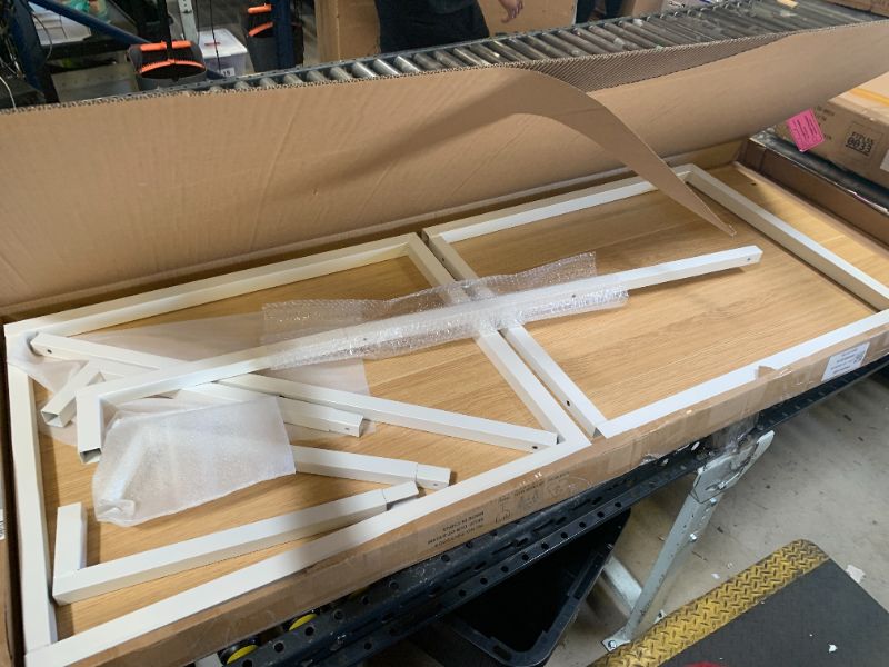 Photo 1 of ZINUS Jennifer 55 Inch White Frame Desk, Computer Workstation, Office Desk, Dining Table, Easy Assembly, Natural