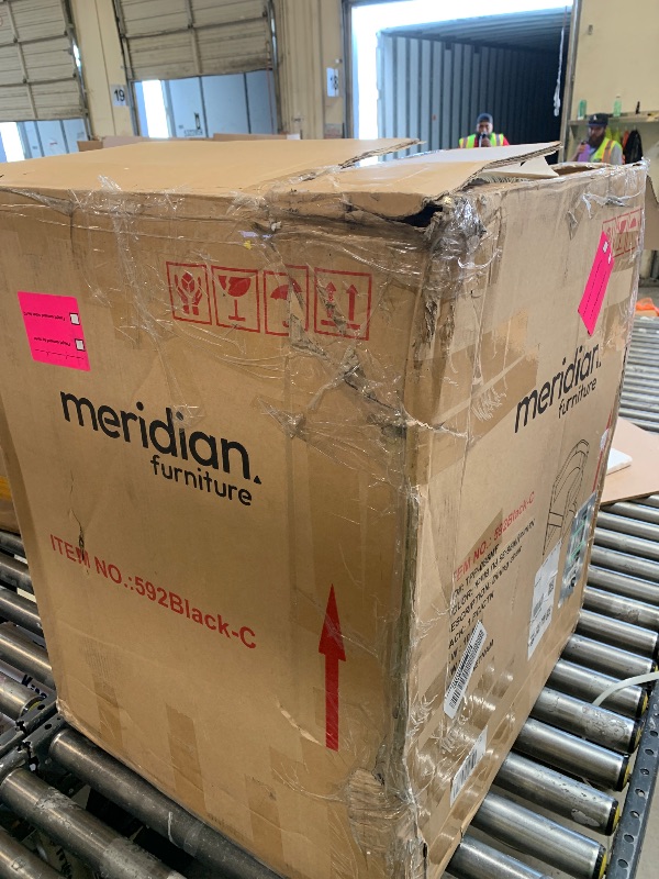 Photo 1 of Meridian Furniture 592Black-C Manchester Collection Modern | Contemporary Dining Chair, Solid Wood Brushed Natural Finish, Soft Black Vegan Leather, Chrome Accents, 24" W x 22" D x 28" H, Black